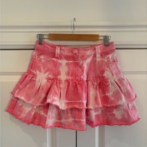 Loveshack Fancy Pink Tie-Dye Skirt